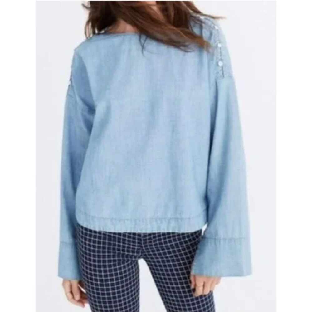 Madewell Size XS Top Blue Chambray Bell Sleeve Denim BoHo Lightweight Festival